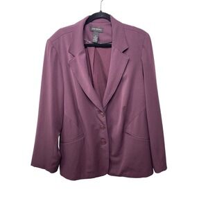Lane Bryant Womens Blazer Suit Size 24 Plum Purple 3 Button Career Office Jacket